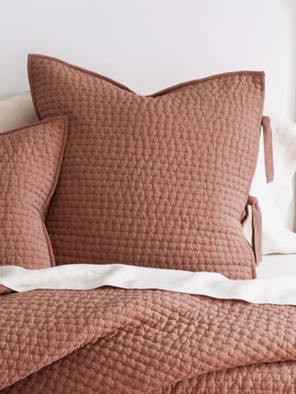 Pottery Barn Pick-Stitch Handcrafted Cotton/Linen Euro Shams color Brick